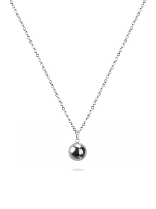 Silver steel necklace with sphere