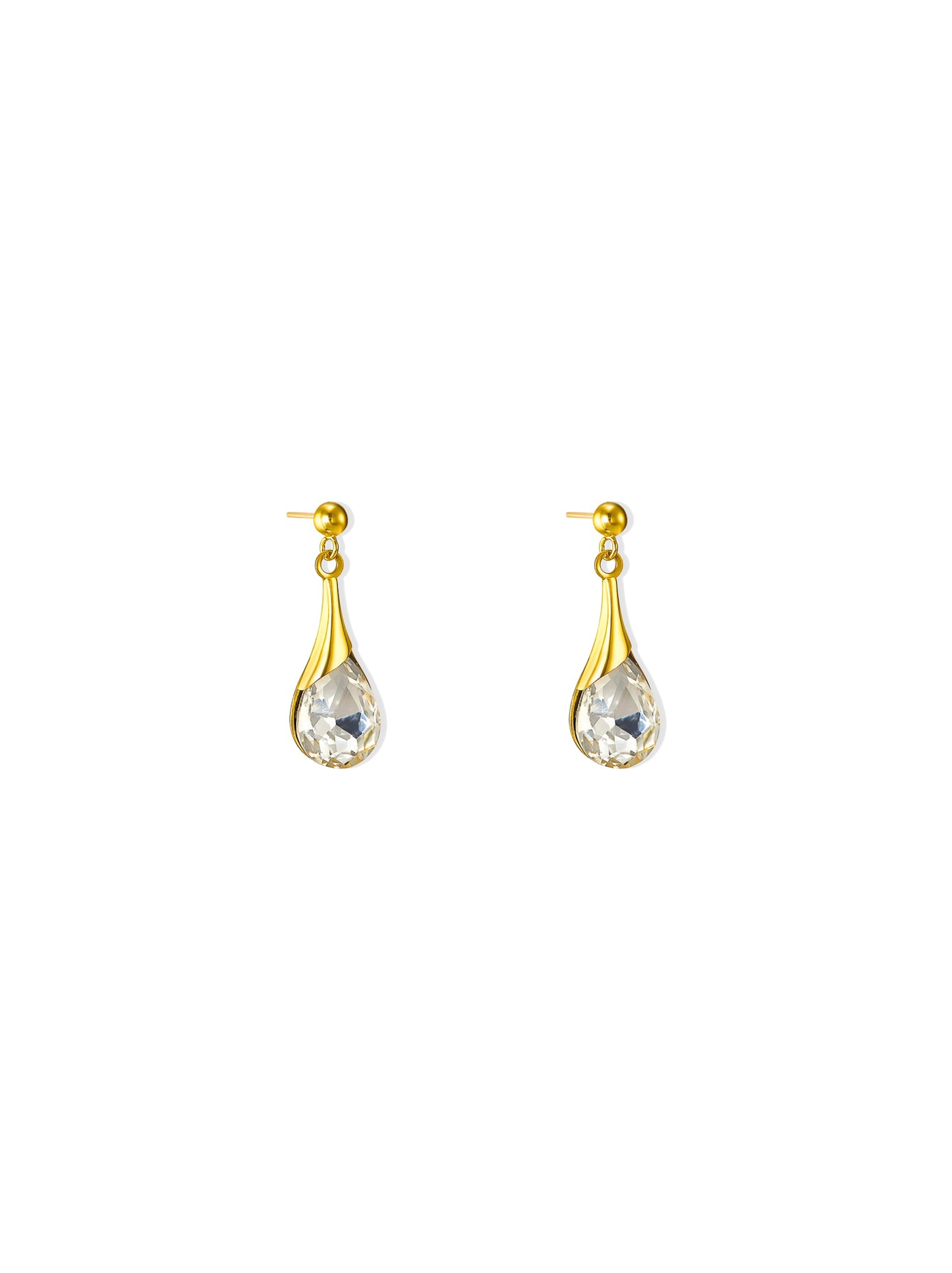 Golden steel earrings with zirconia