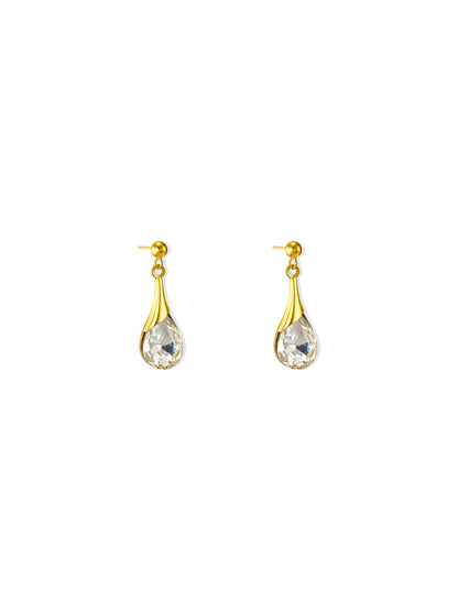 Golden steel earrings with zirconia