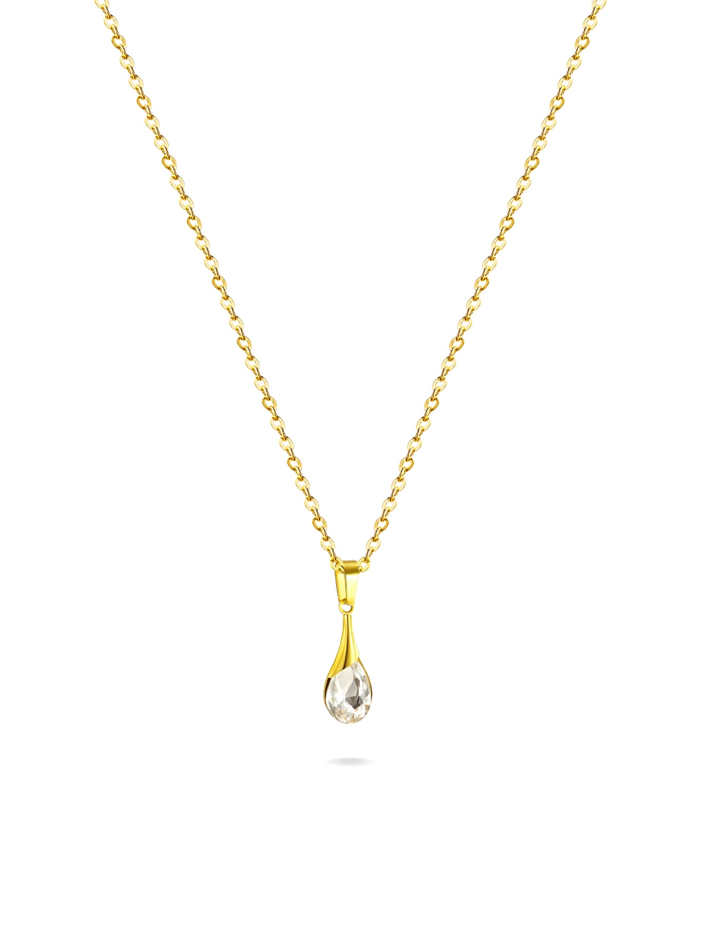 Golden steel necklace with zirconia