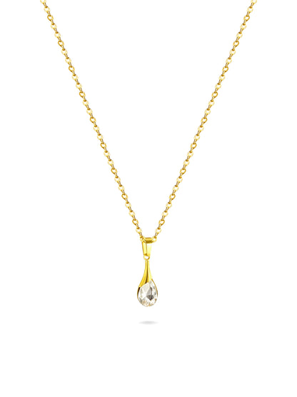 Golden steel necklace with zirconia