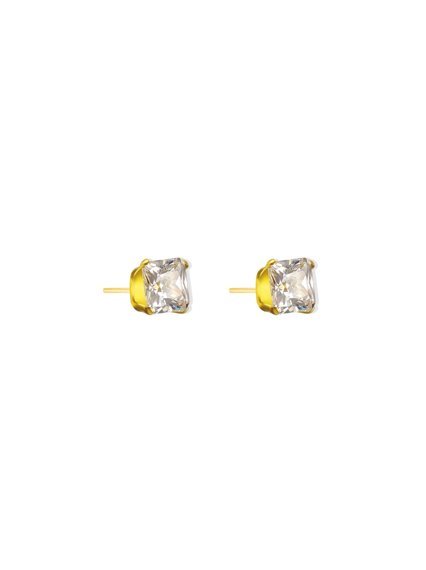 Golden steel earrings with zirconia