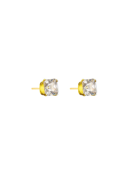 Golden steel earrings with zirconia