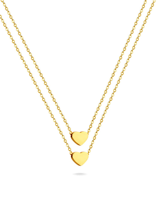 Hearts gold steel necklace