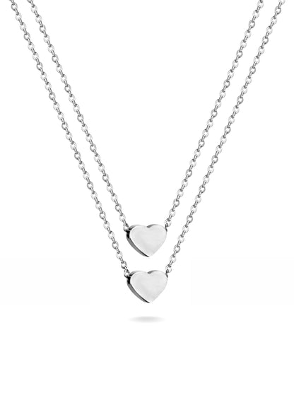 Hearts silver steel necklace