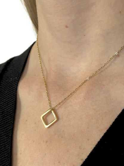 Square golden steel necklace