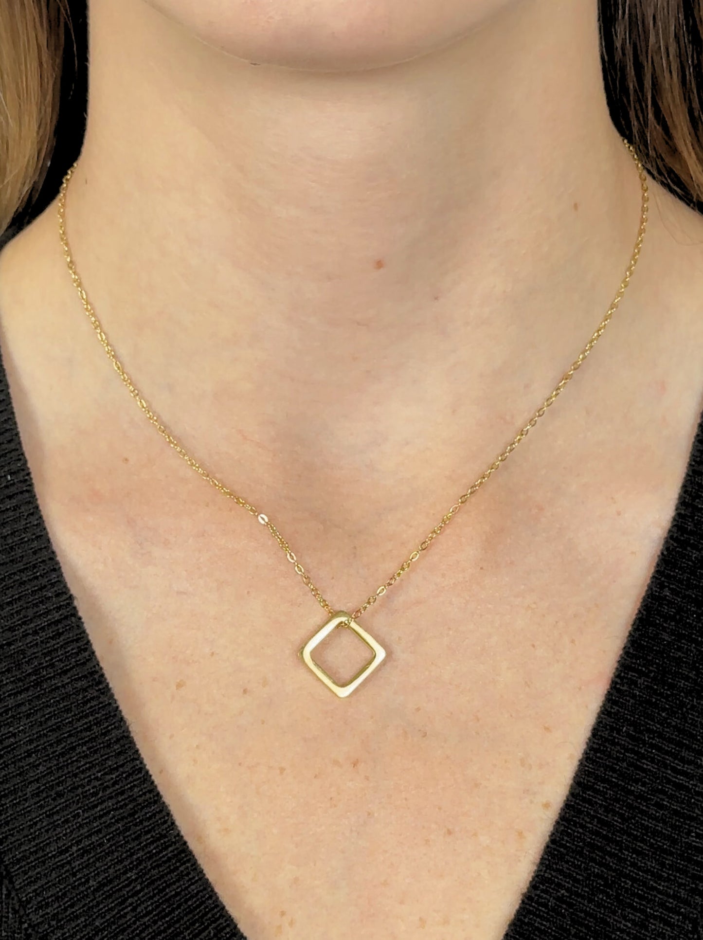 Square golden steel necklace