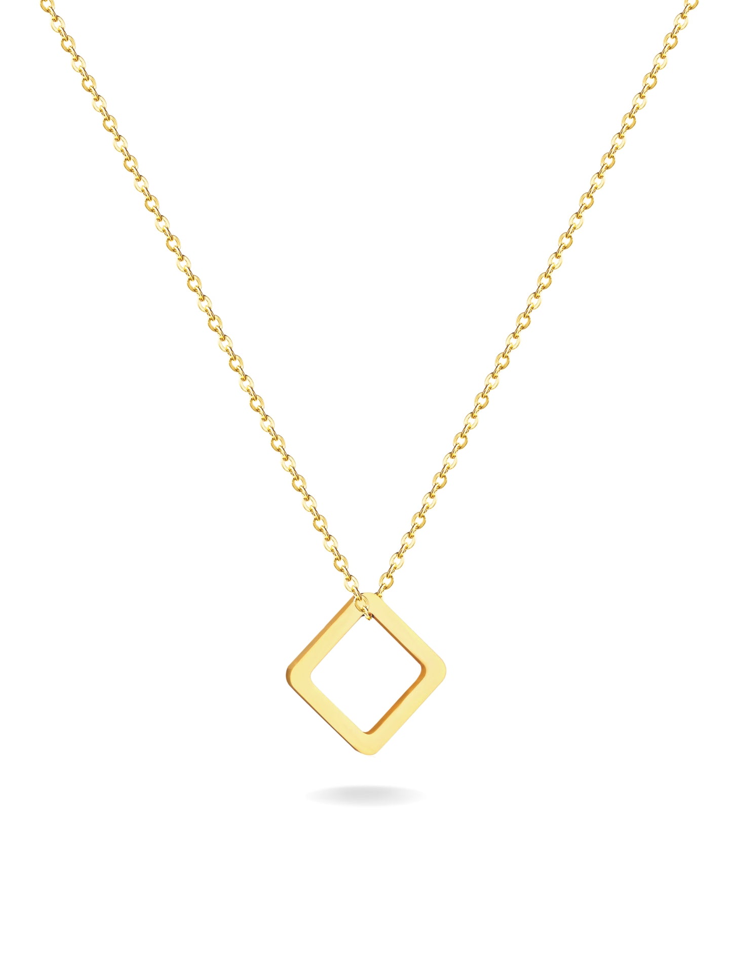 Square golden steel necklace