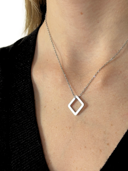 Square Silver Steel Necklace