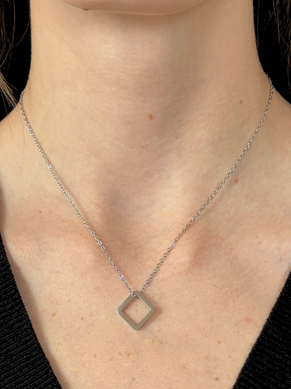 Square Silver Steel Necklace