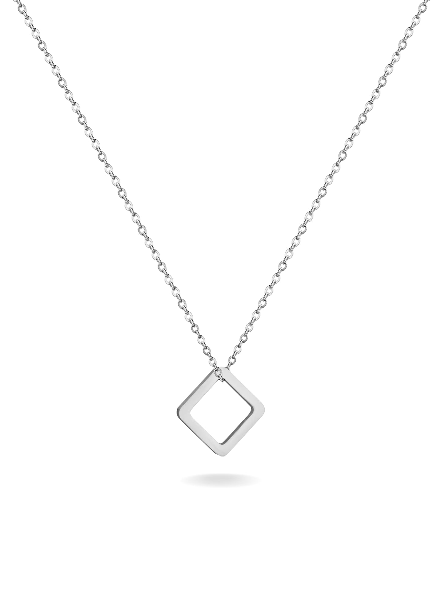 Square Silver Steel Necklace