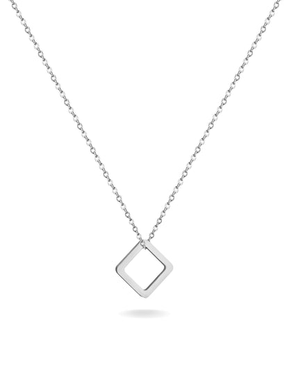 Square Silver Steel Necklace