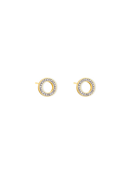 Boucles d'oreilles cercle cristal acier doré