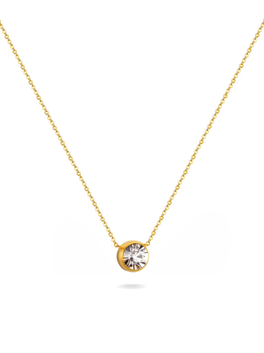 Golden steel necklace with zirconia