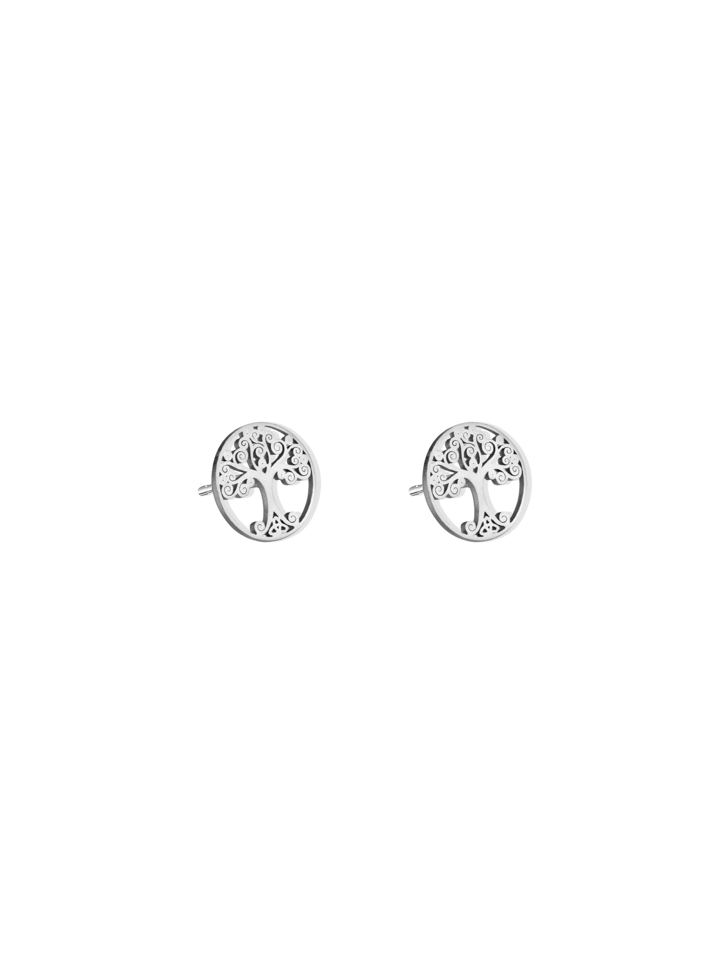 Tree of life silver steel earrings