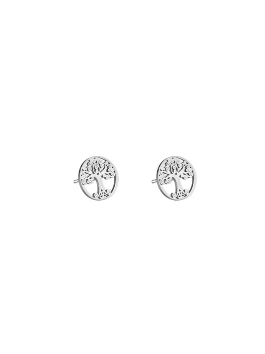 Tree of life silver steel earrings