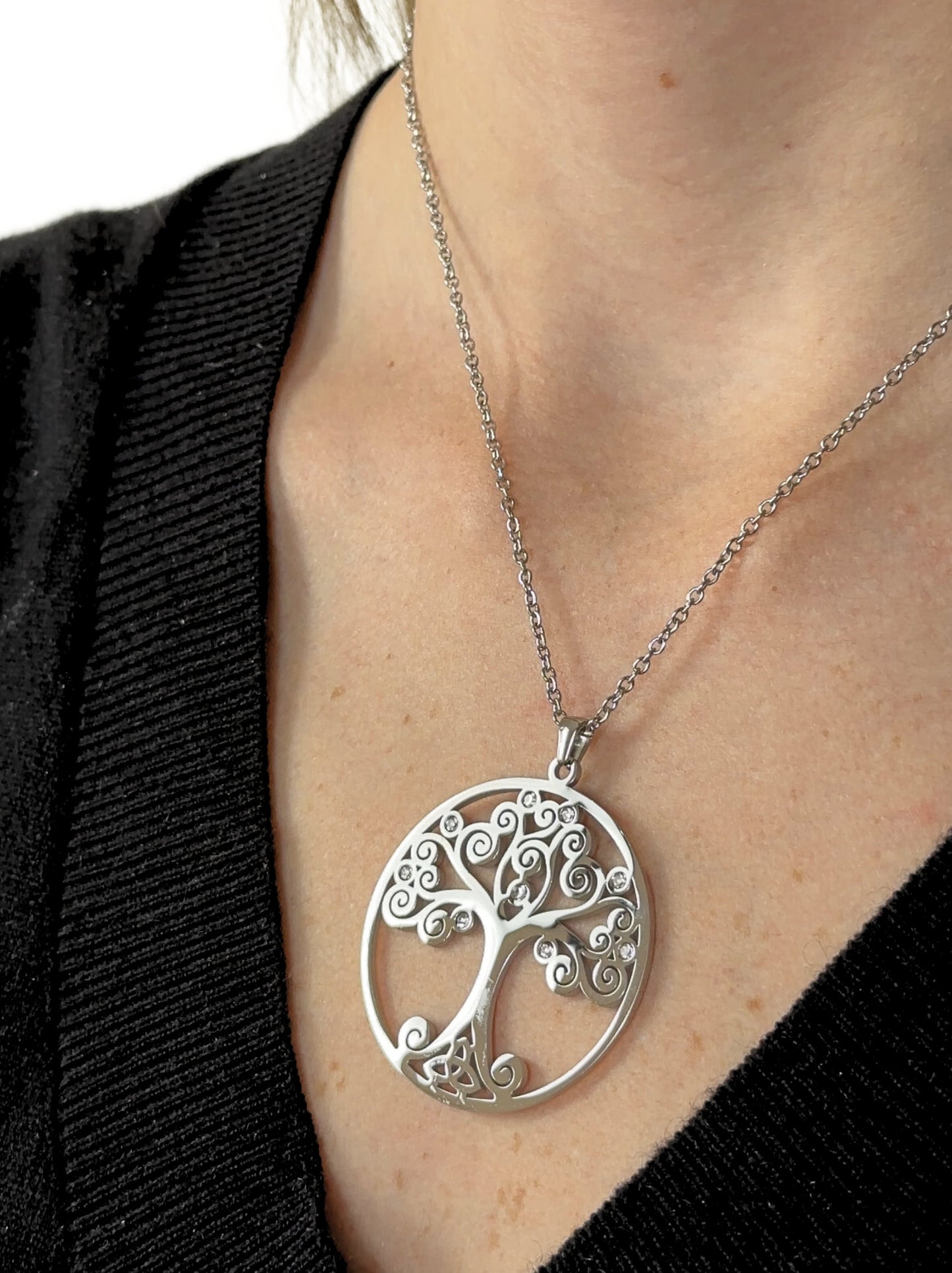 Tree of Life Silver Steel Necklace