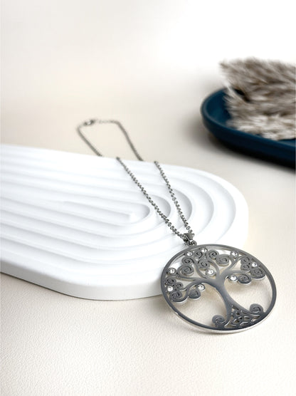 Tree of Life Silver Steel Necklace