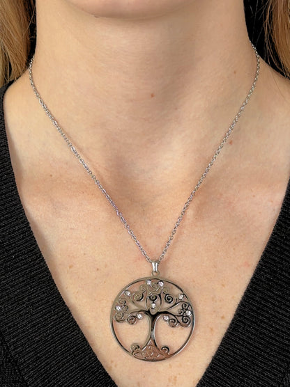 Tree of Life Silver Steel Necklace