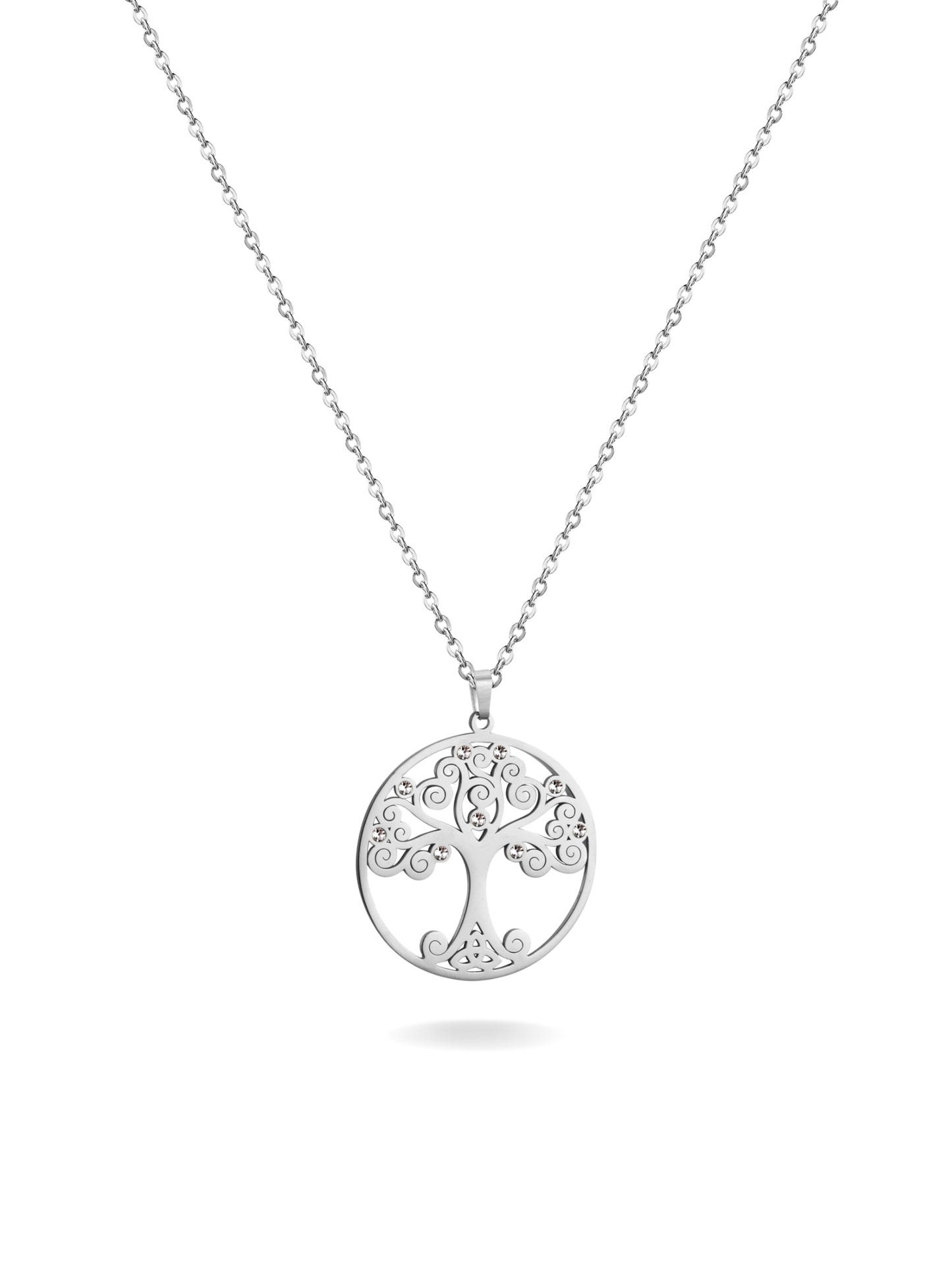 Collier Acier Argenté Arbre de Vie