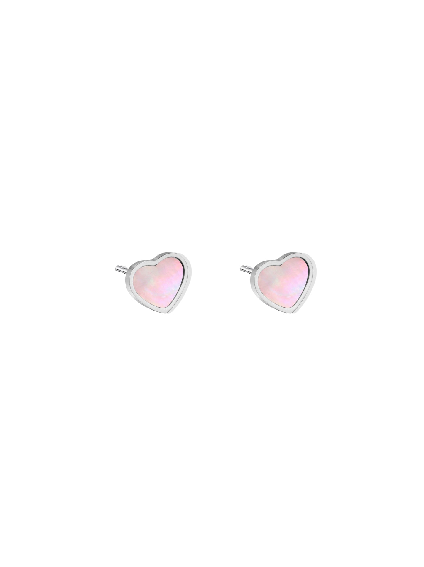 Pearly heart silver steel earrings