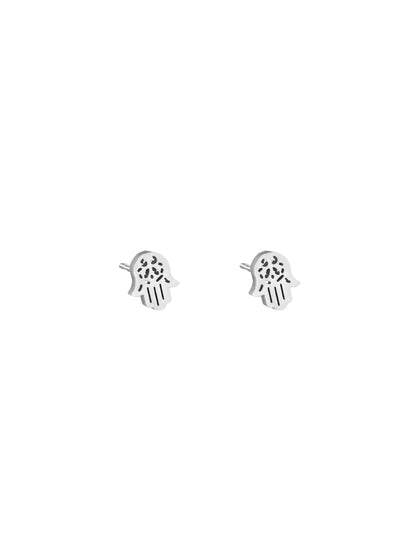 Hand of Fatima silver steel earrings