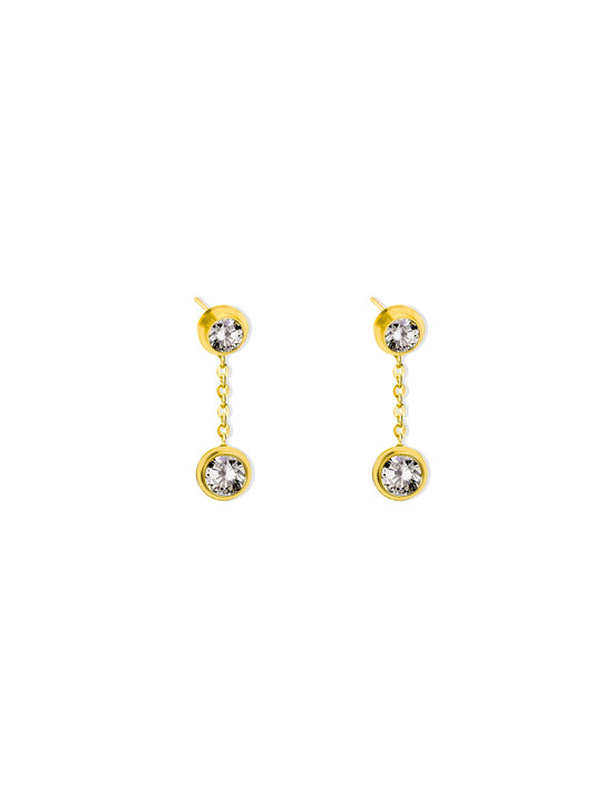 Golden steel earrings with crystals