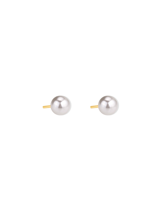 Pearl gold steel earrings