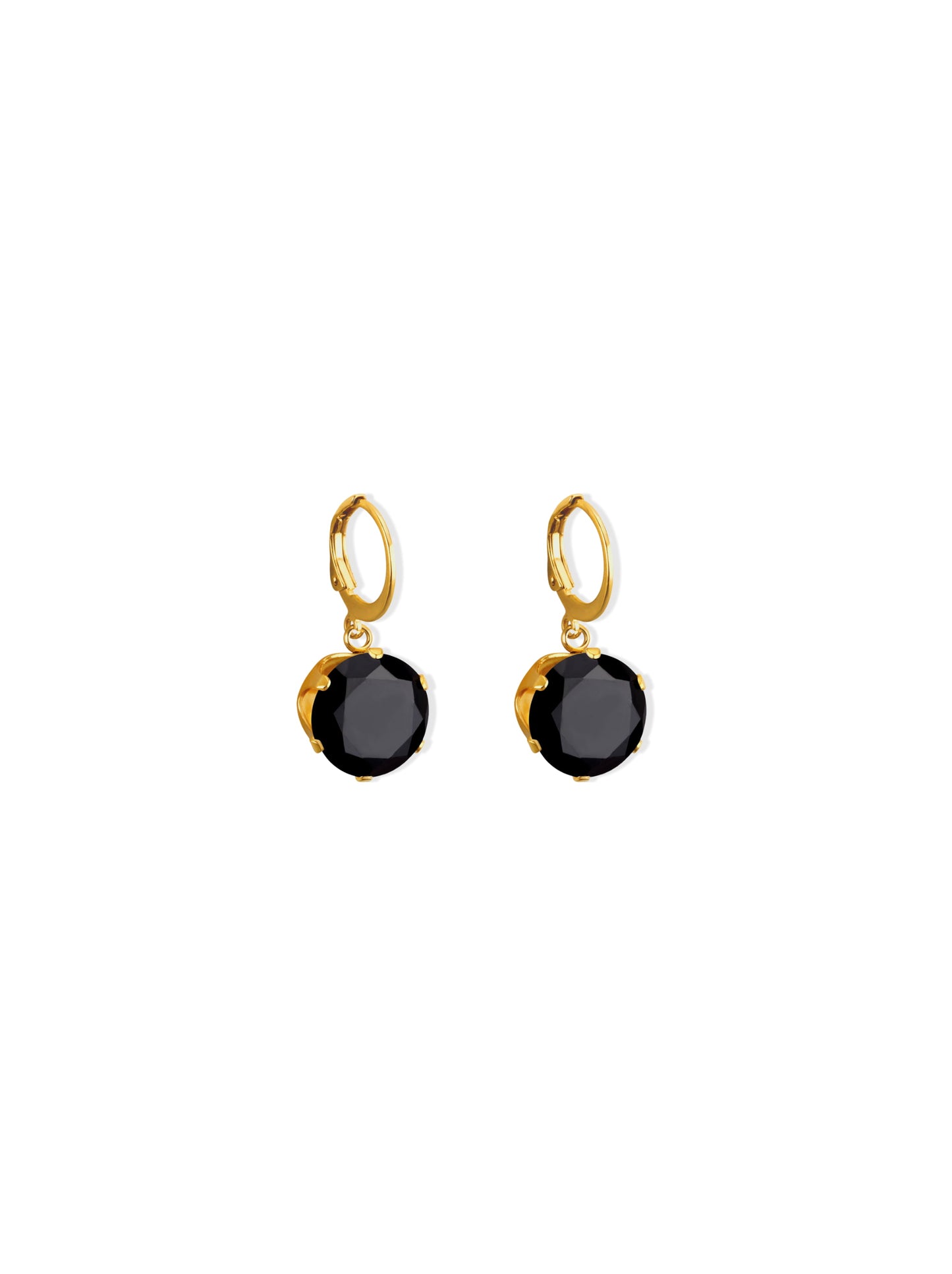 Black crystal gold steel earrings