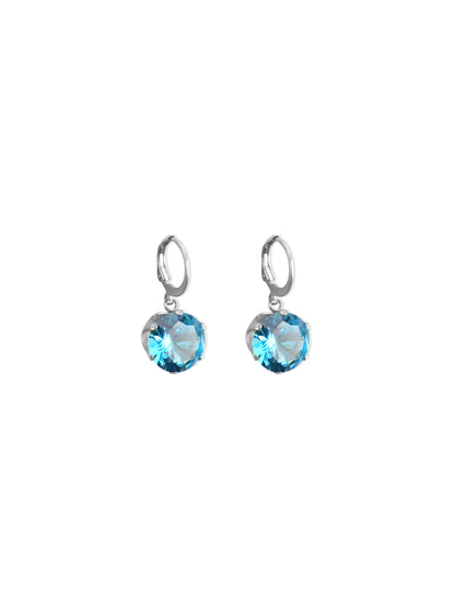 Blue Crystal Silver Steel Earrings