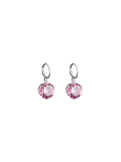 Pink Crystal Silver Steel Earrings