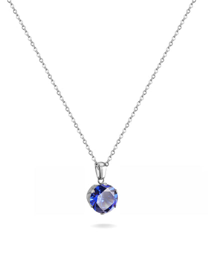 Blue Crystal Silver Steel Necklace