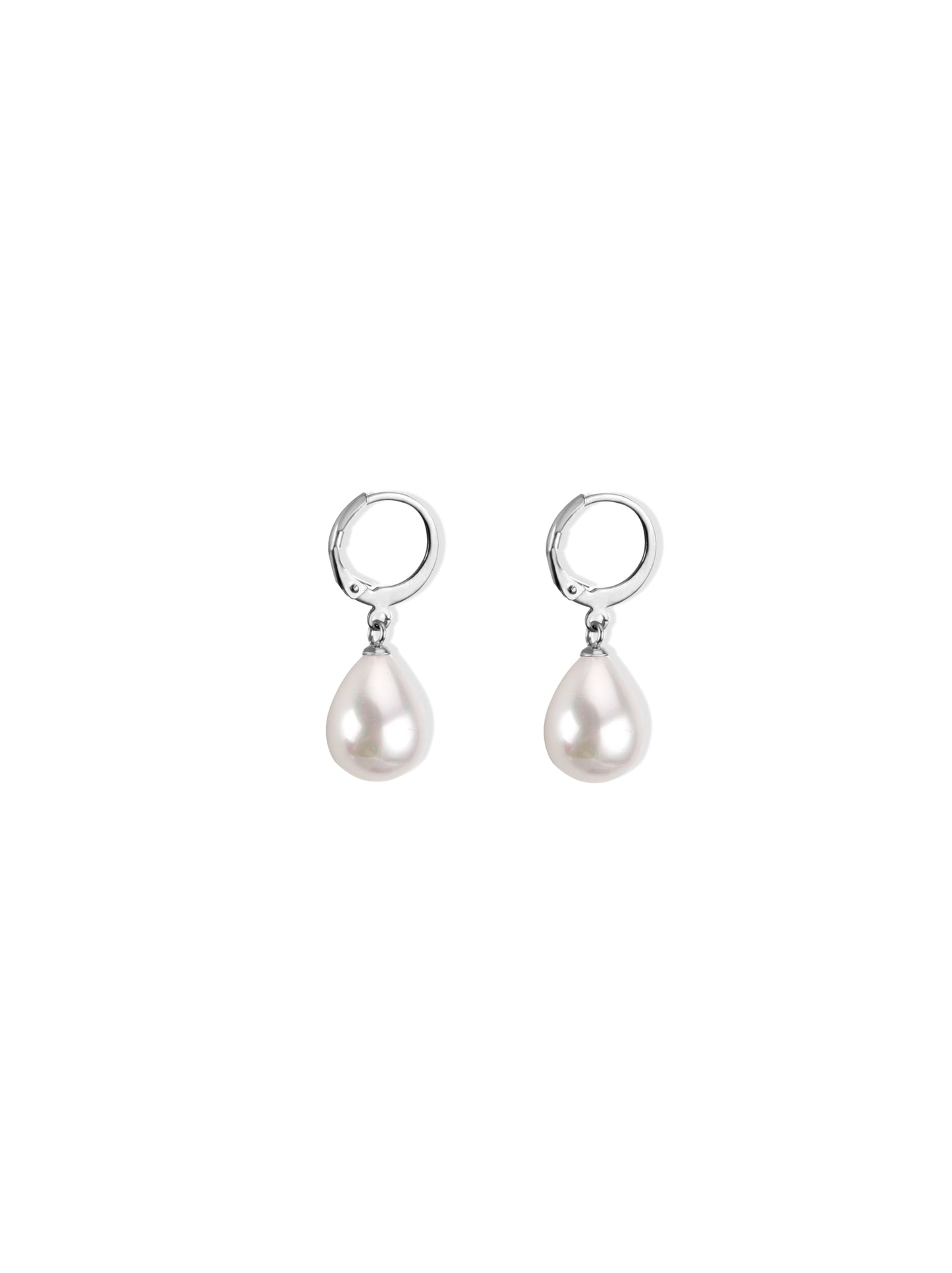 Silver steel earrings with pearl