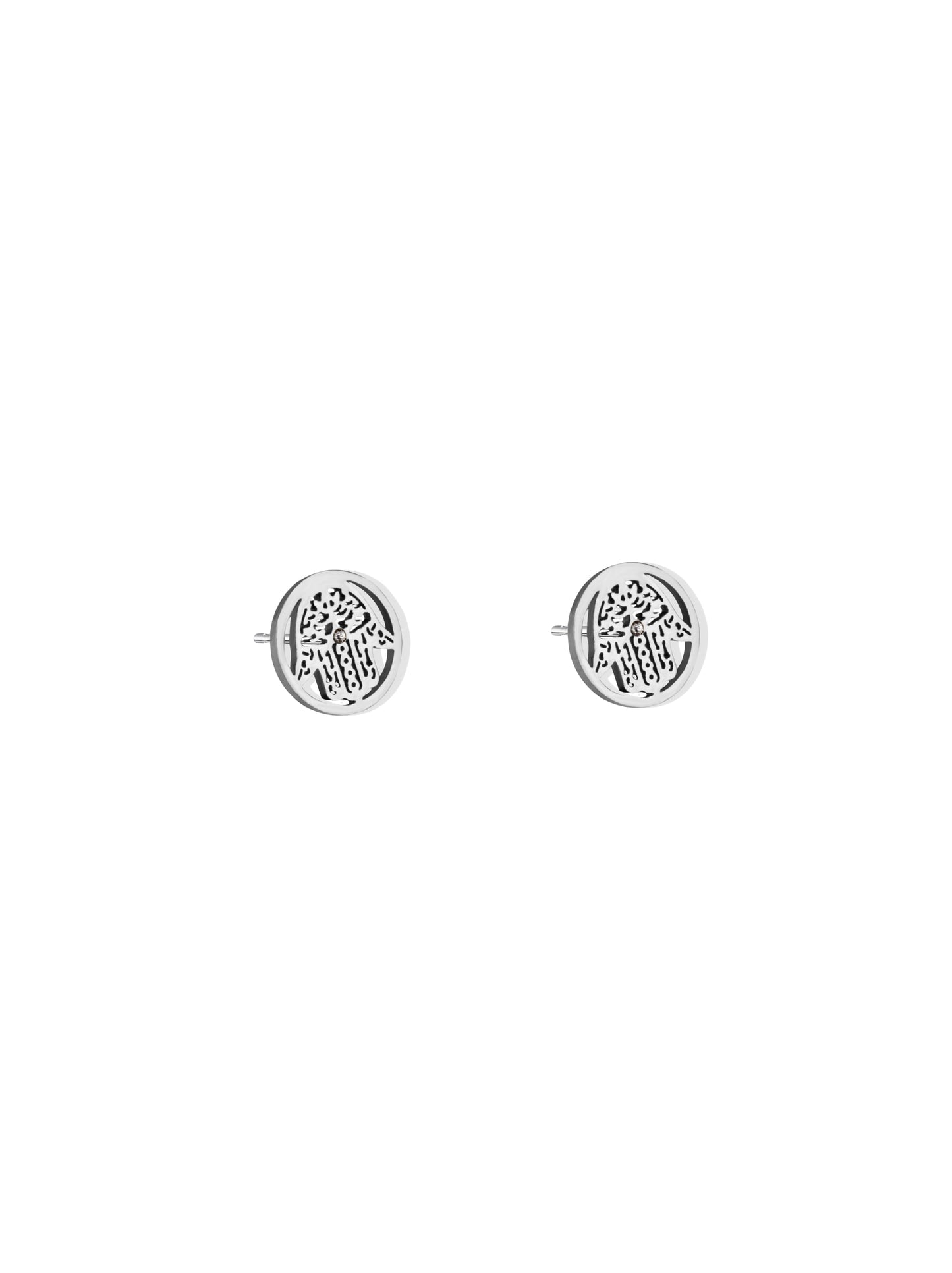 Hand of Fatima silver steel earrings