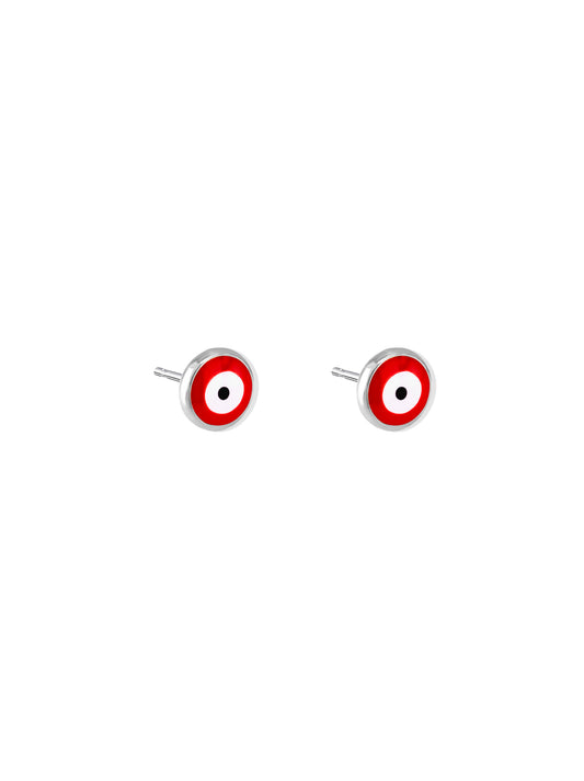 Red eye silver steel earrings