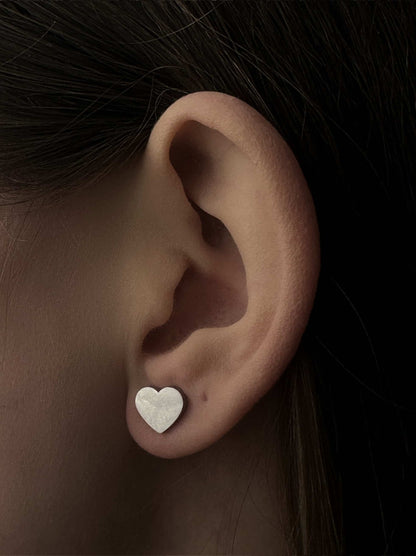 Heart silver steel earrings