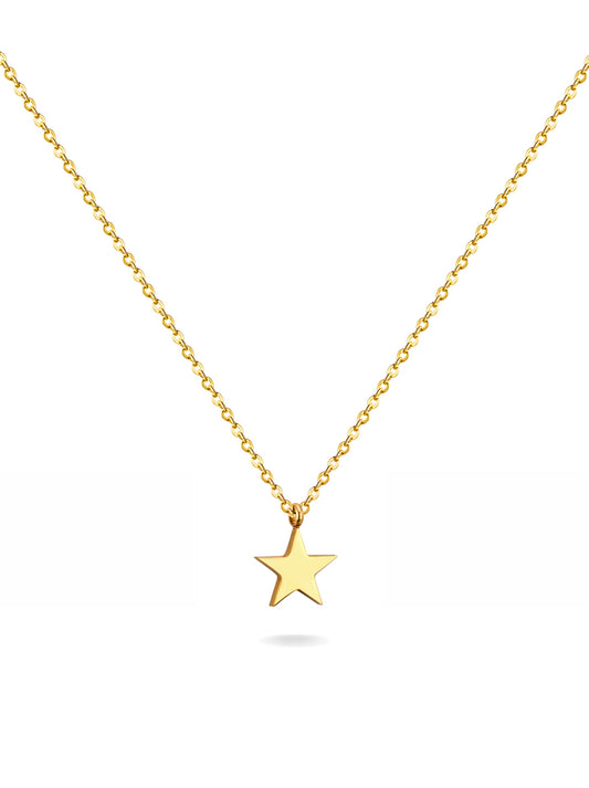 Star gold steel necklace