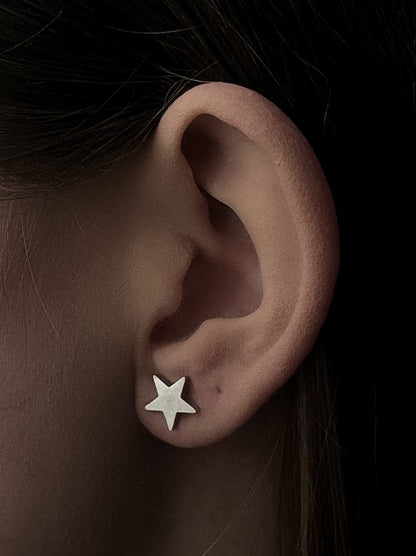 Star silver steel earrings