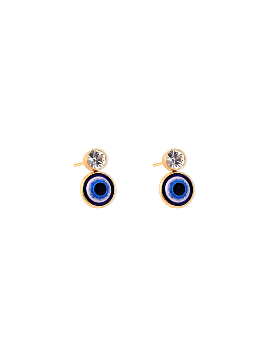 Golden steel earrings with eye