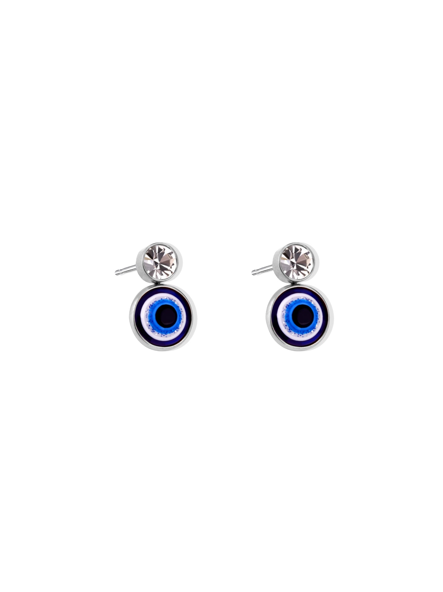 Silver steel earrings with eye