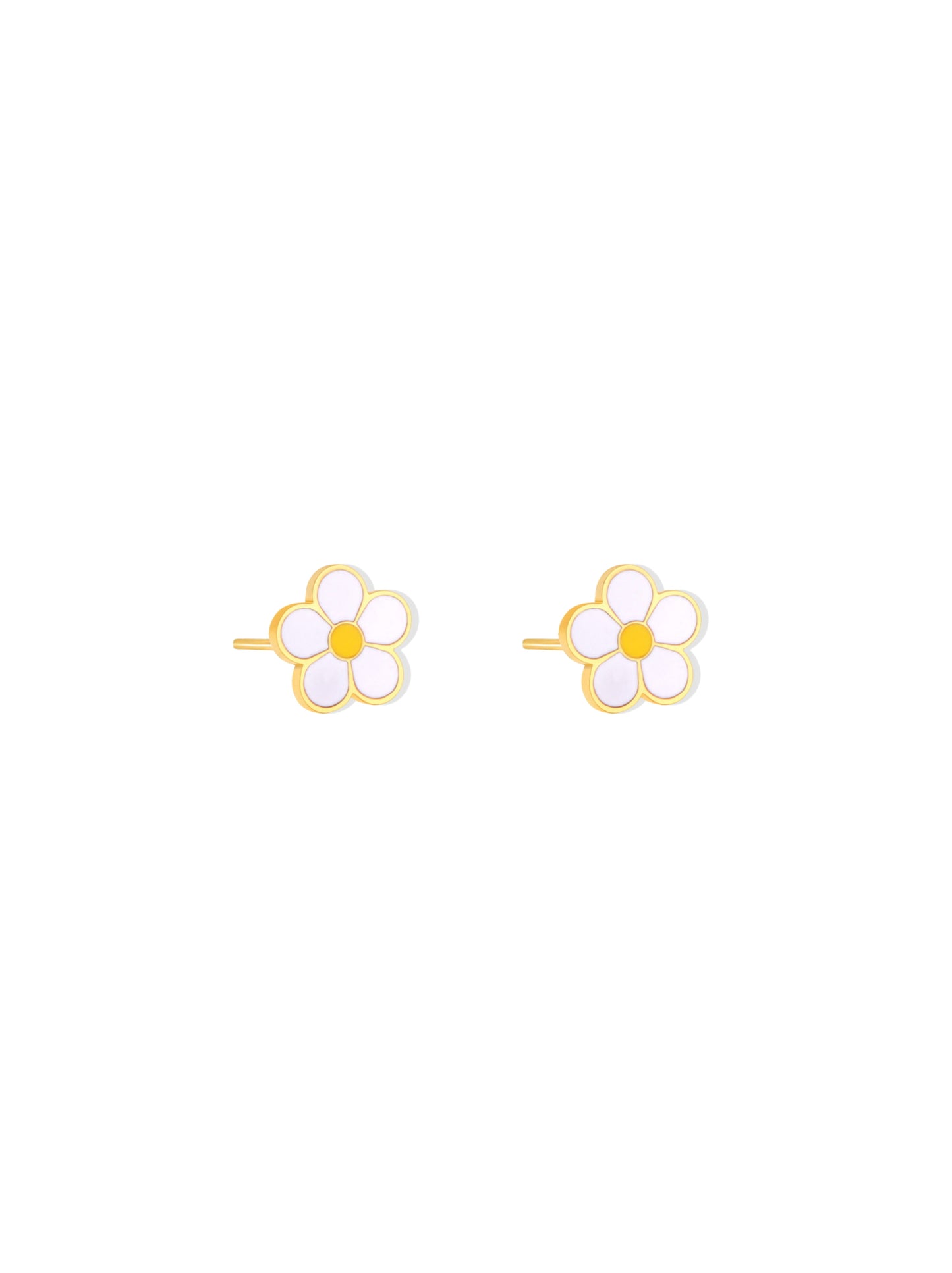 Golden steel earrings with flower