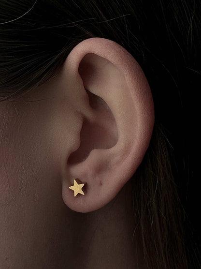 Golden steel earrings with star