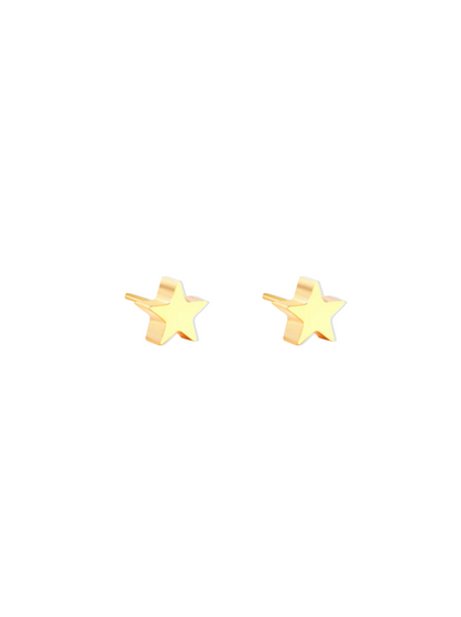 Golden steel earrings with star