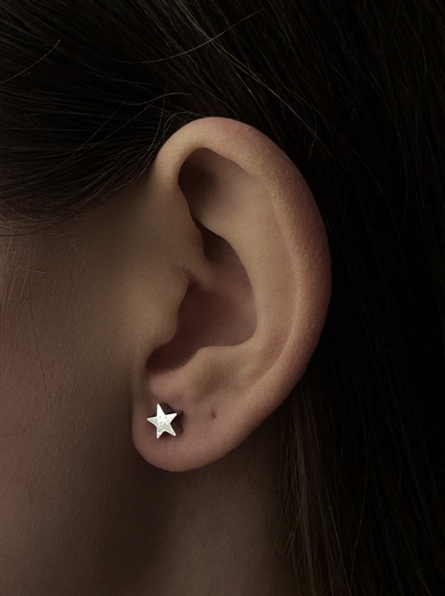 Silver steel earrings with star