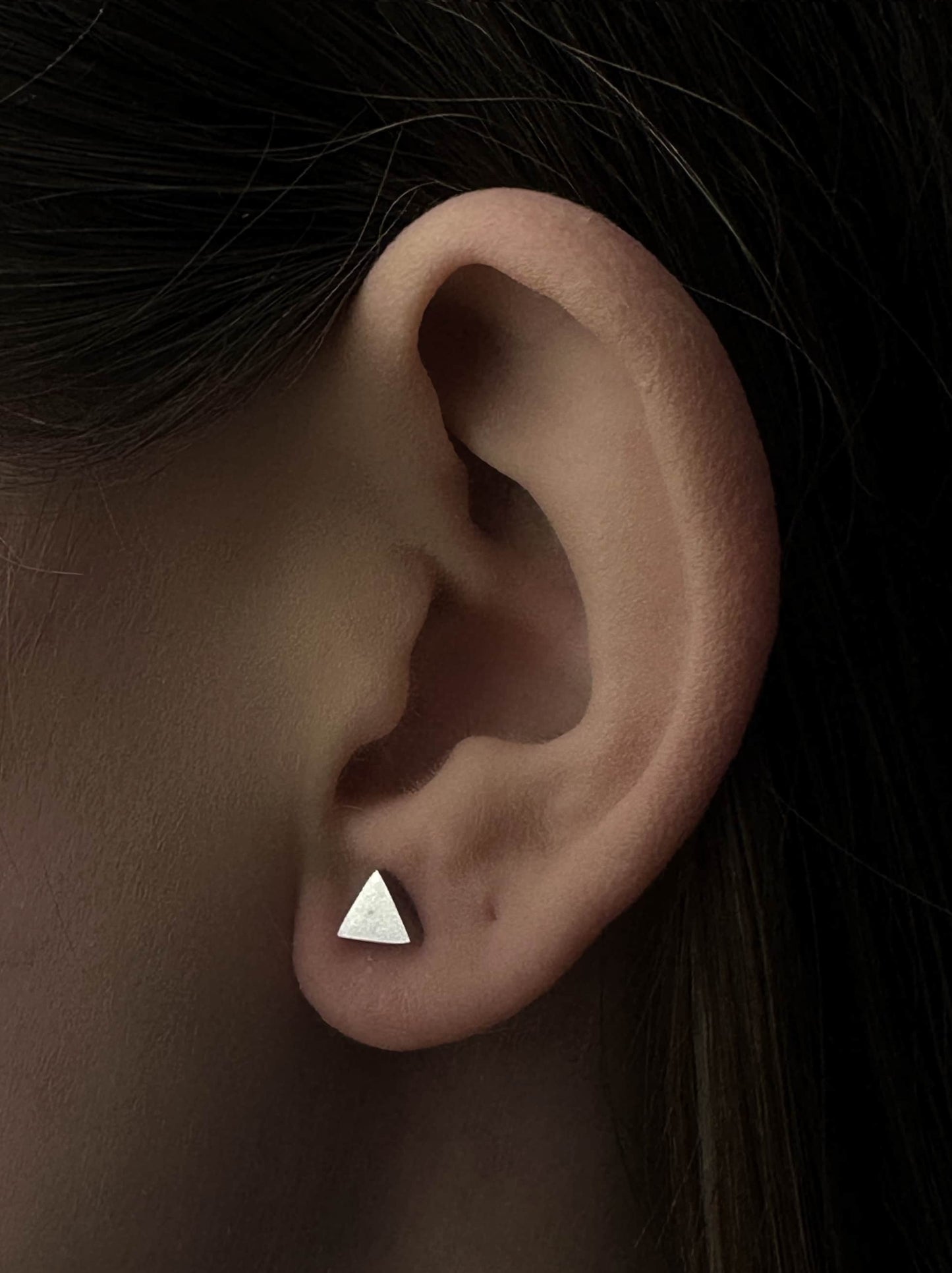 Smooth triangle silver steel earrings