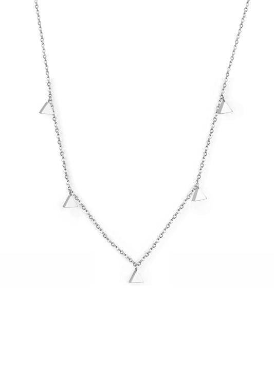 Silver steel necklace with smooth triangles