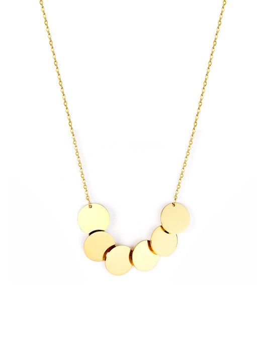 Golden steel necklace with smooth medals