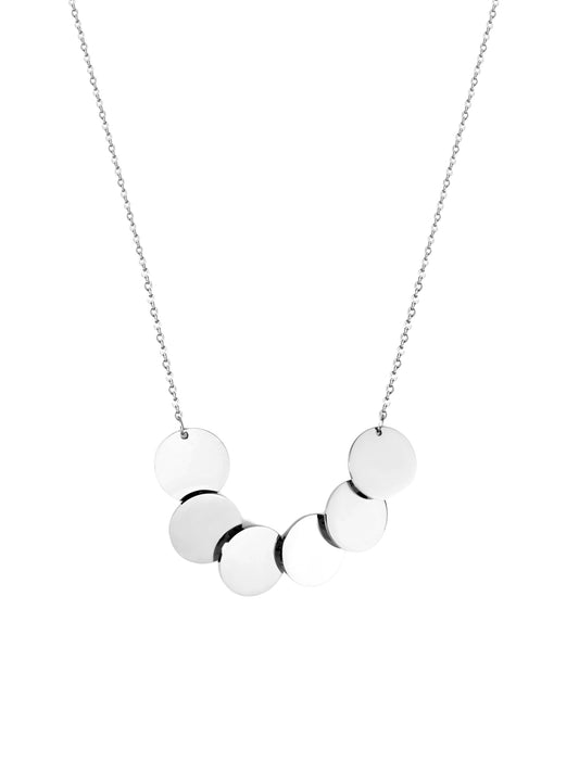 Silver steel necklace with smooth medals