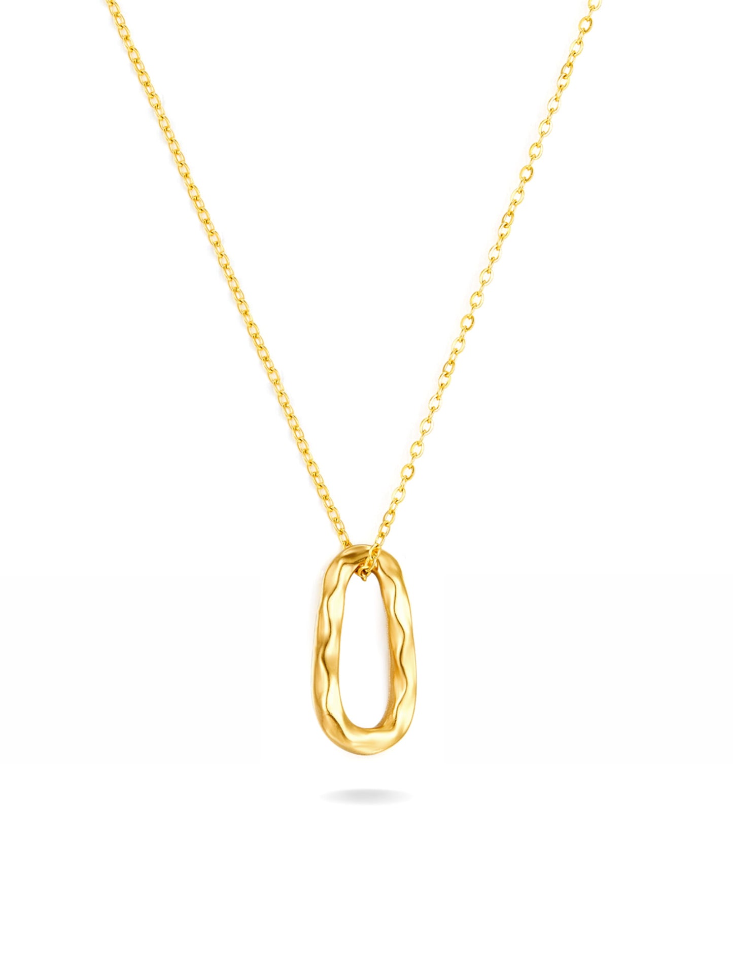 Golden steel necklace with irregular pendant