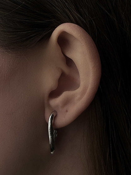 Irregular Silver Steel Earrings